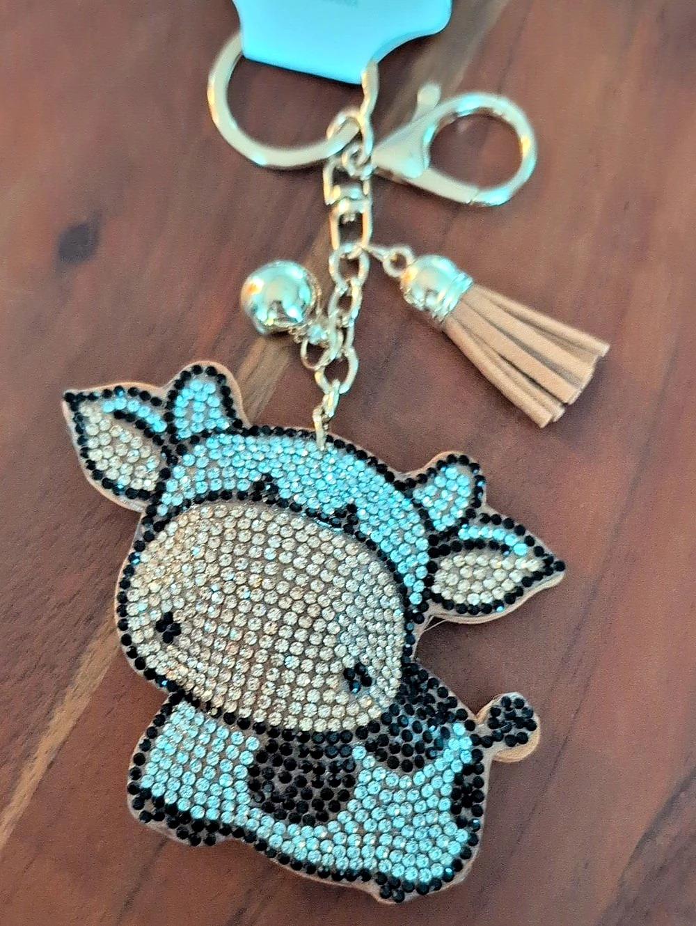 Rhinestone Cow Keychain Bag Charm